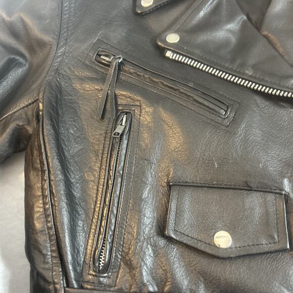 Shaf Leather Jacket Men’s L 42 Motorcycle Moto Biker Style Grunge Rock VTG 80's - Picture 8 of 15